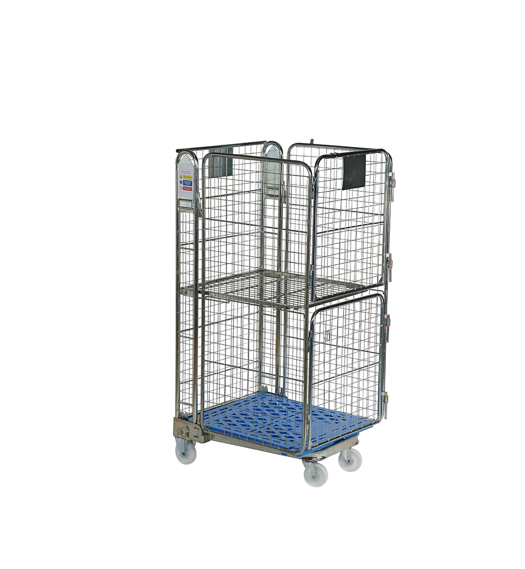 4-heks rolcontainer kunststof bodem met tussenrooster deur in 2 delen maas 50x50 afmeting 735-850-1690