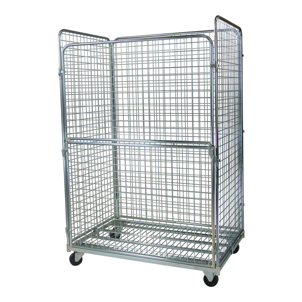 4-heks rolcontainer met stalen bodem deur kan voor de helft naar beneden klappen