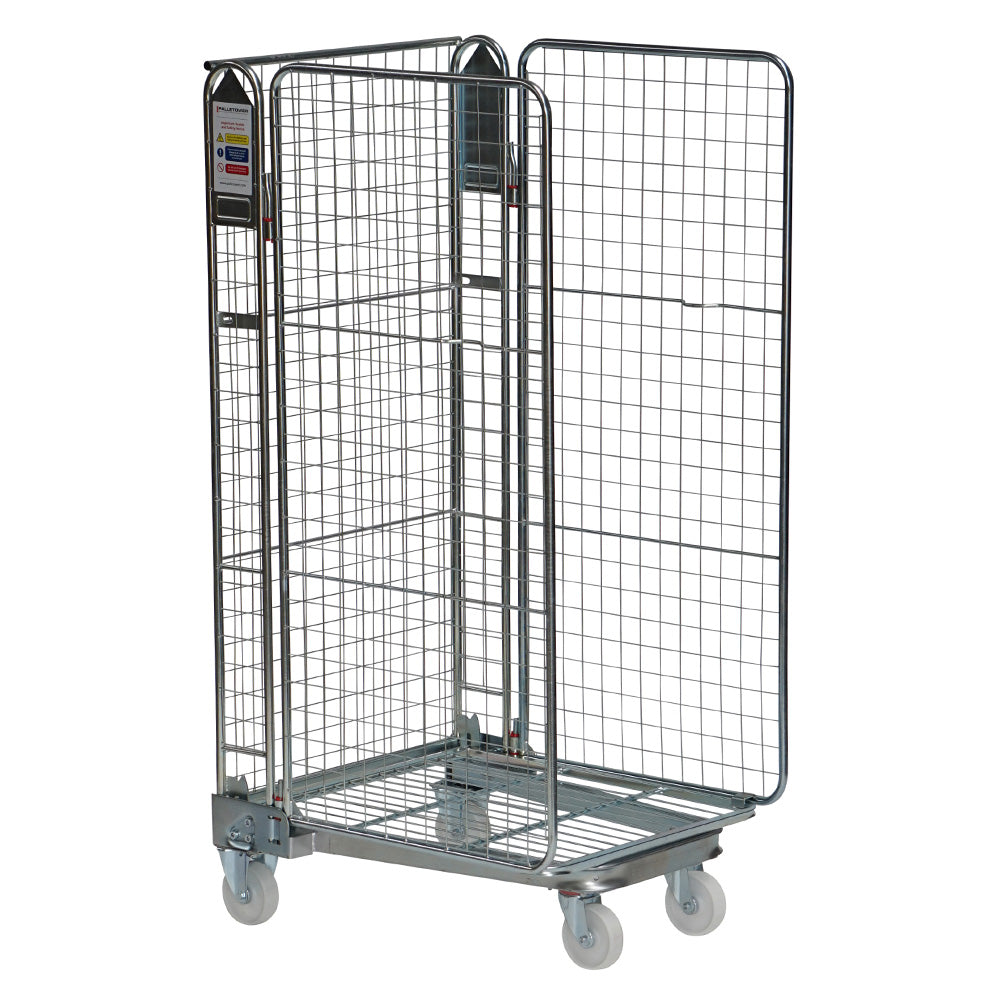 3-heks nestbare rolcontainer met stalen bodem mesh 50x50mm (735x850x1690)