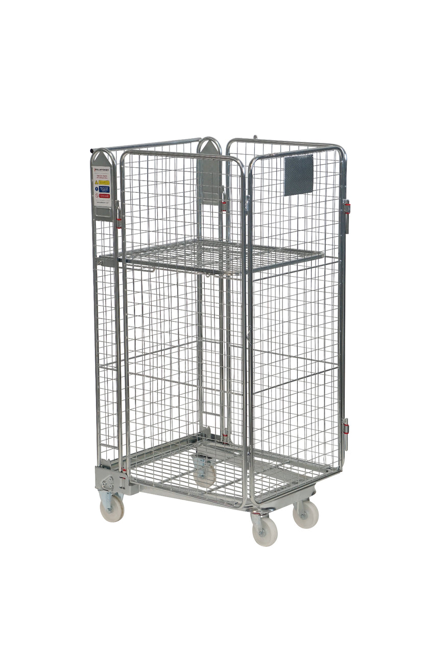 4-heks nestbare rolcontainer met stalen bodem mesh 50x50mm ECO (735x850x1690)