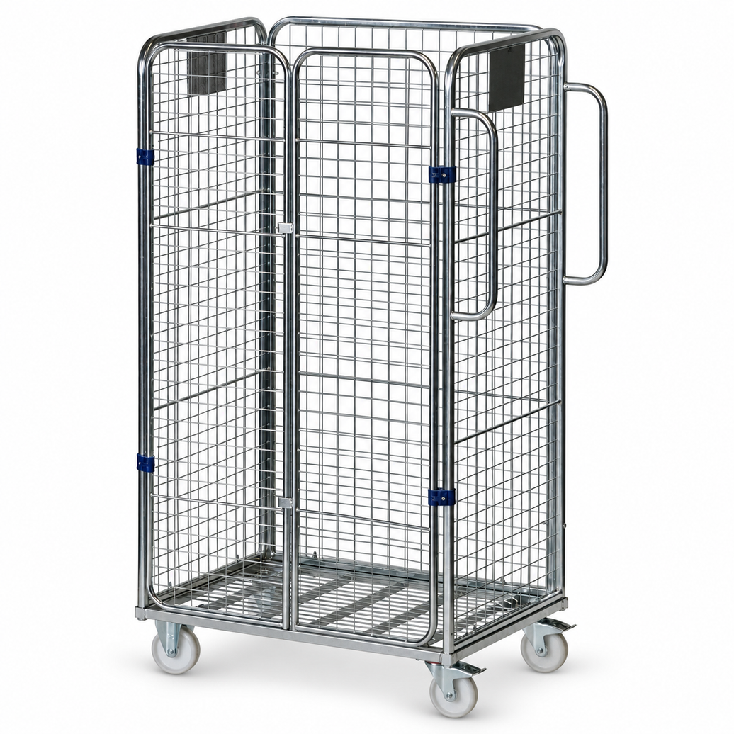 4-heks picking rolcontainer met stalen bodem (900x650x1690)