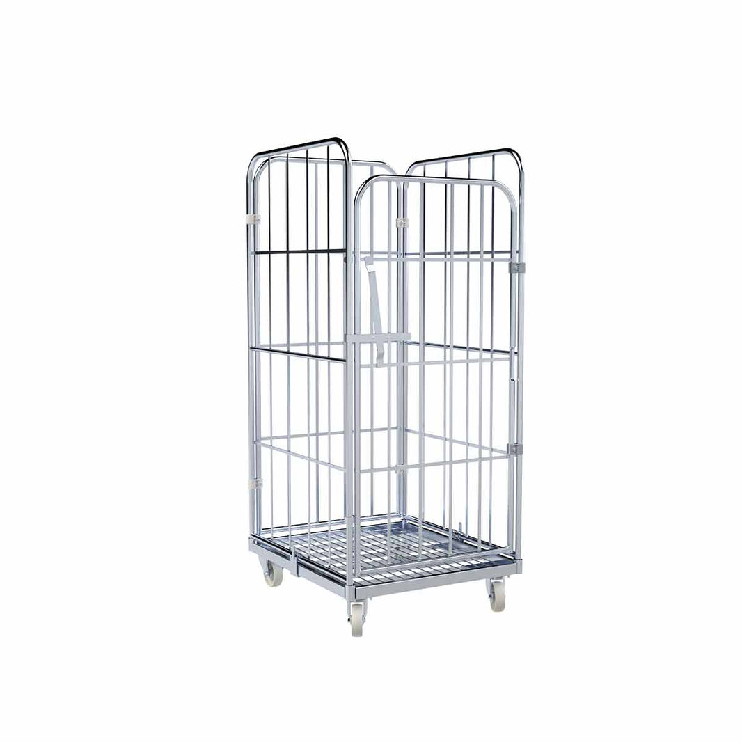 4-heks rolcontainer met stalen bodem met deur