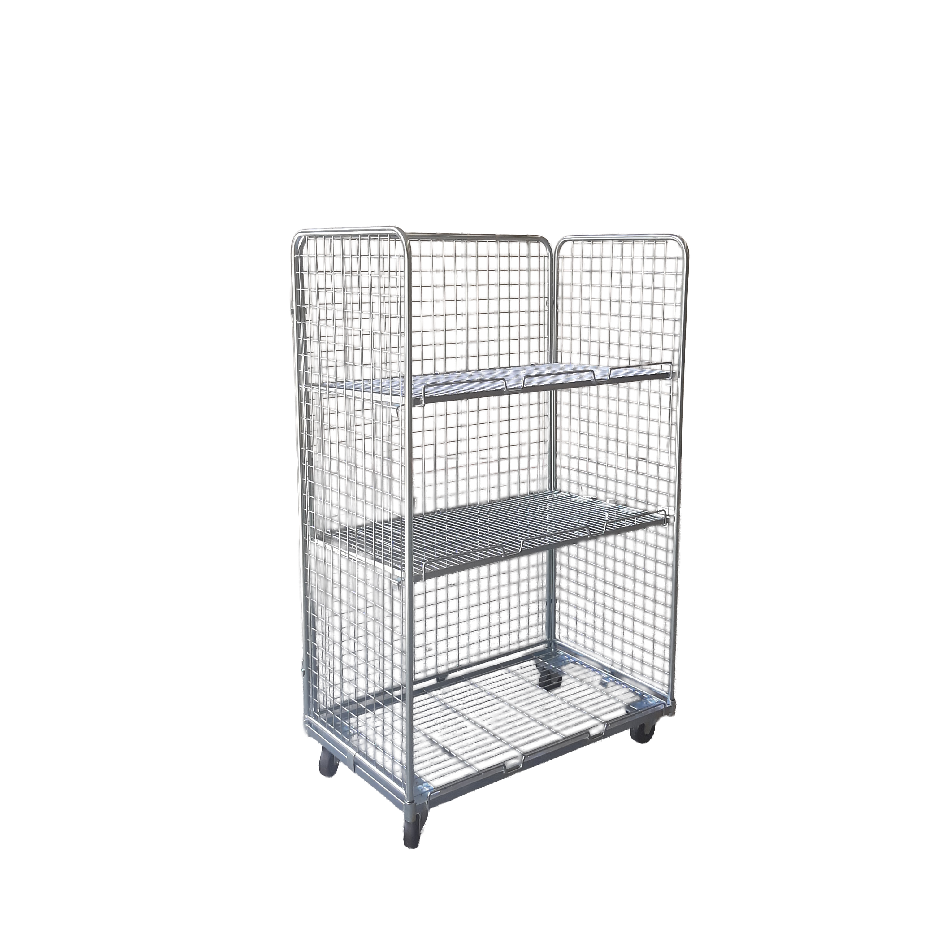 3-heks rolcontainer display met stalen bodem mesh 50x50 (1150x655x1790) inclusief 2 roosters