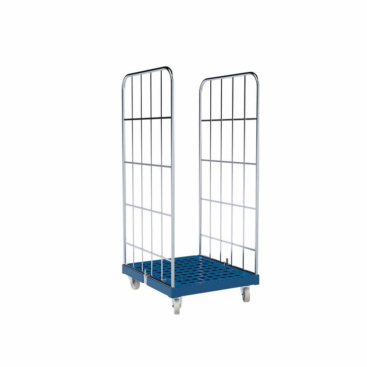 2-heks rolcontainer met kunststof bodem (724x815x1640)