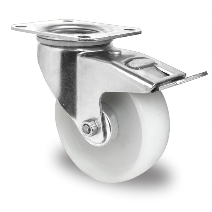 Zwenkwiel met rem PP 100mm