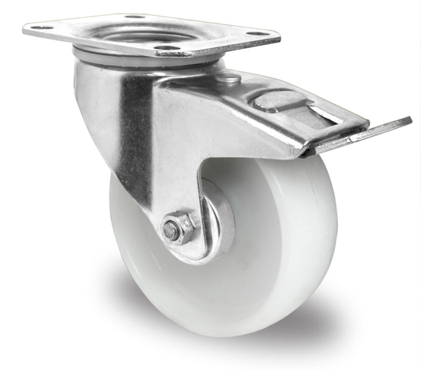 Zwenkwiel met rem PP 100mm