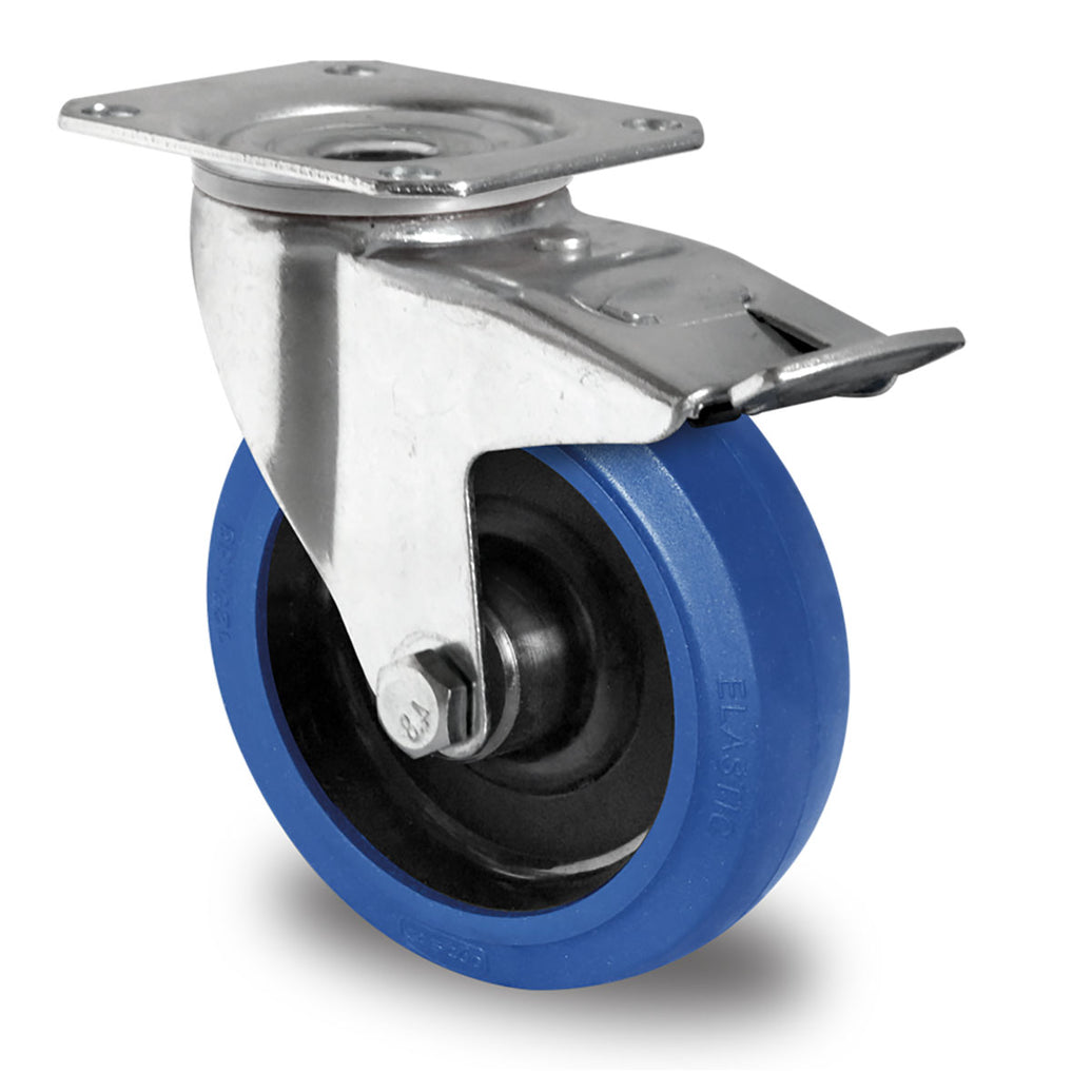 zwenkwiel met rem elastisch rubber blauw